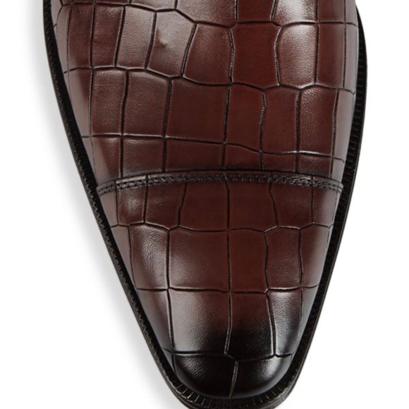 Croc-Embossed Leather Monk Strap Loafers size 9 - Picture 3 of 14